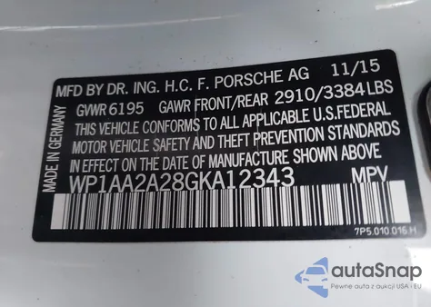 2016 Porsche Cayenne from USA, damaged, VIN WP1AA2A28GKA12343